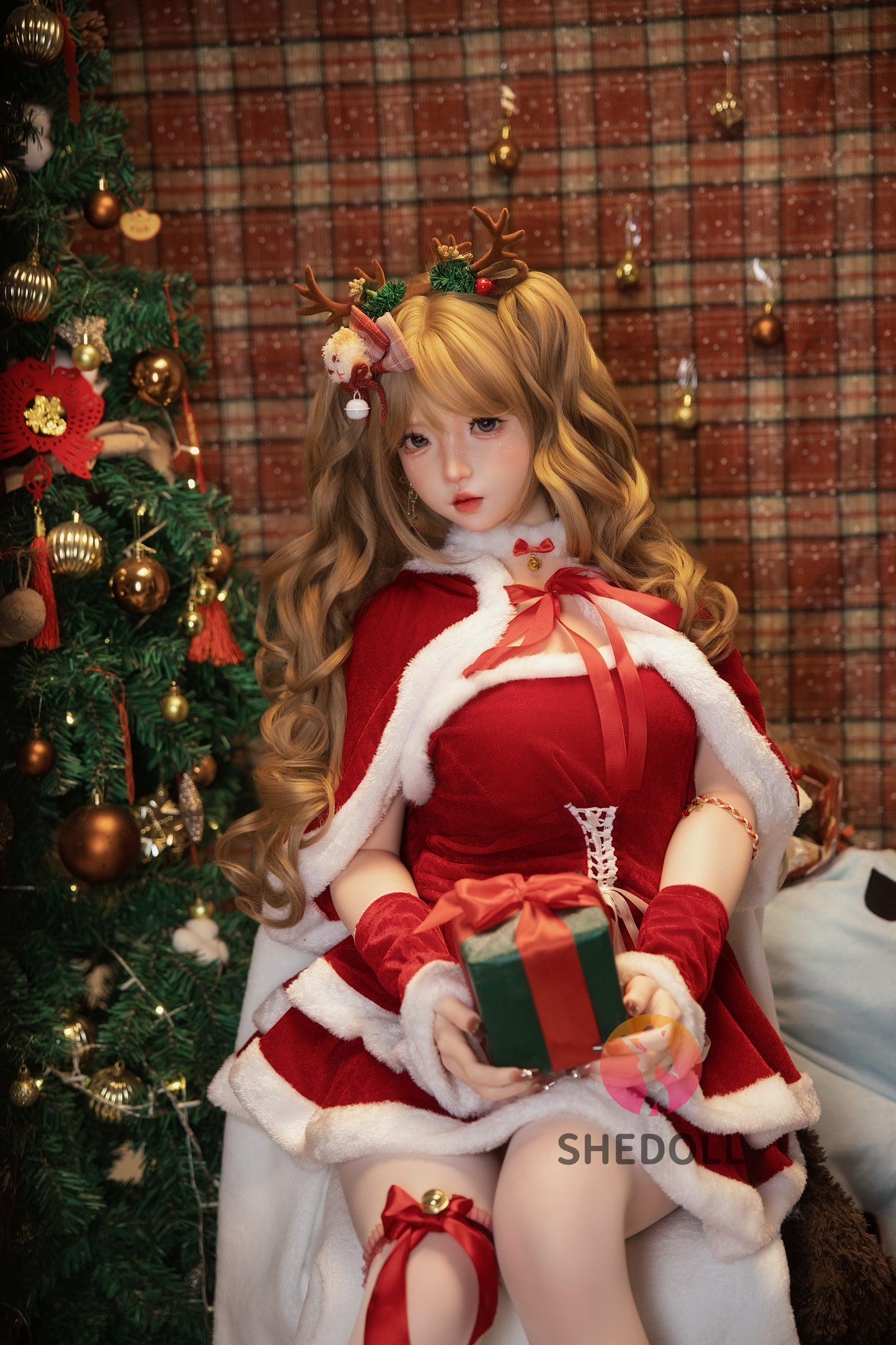 SHEDOLL 洛小乙2.0ヘッド 152cm AAカップ クリスマスメイク 鹿角っ娘 セックス 人形 ボディ材質選択可 宣材画像は軟性シリコンヘッド ROS機能付き 超擬真の肌テクスチャ選択可