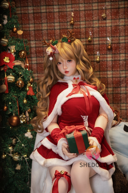 SHEDOLL 洛小乙2.0ヘッド 152cm AAカップ クリスマスメイク 鹿角っ娘 セックス 人形 ボディ材質選択可 宣材画像は軟性シリコンヘッド ROS機能付き 超擬真の肌テクスチャ選択可