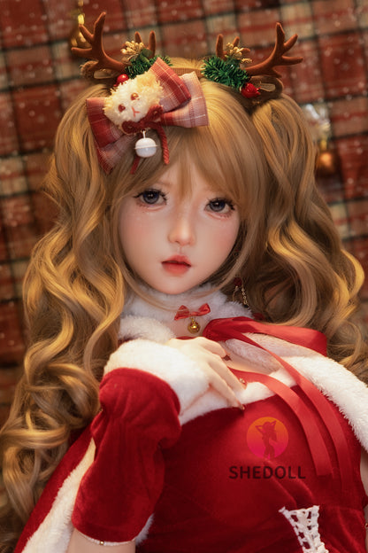 SHEDOLL 洛小乙2.0ヘッド 152cm AAカップ クリスマスメイク 鹿角っ娘 セックス 人形 ボディ材質選択可 宣材画像は軟性シリコンヘッド ROS機能付き 超擬真の肌テクスチャ選択可