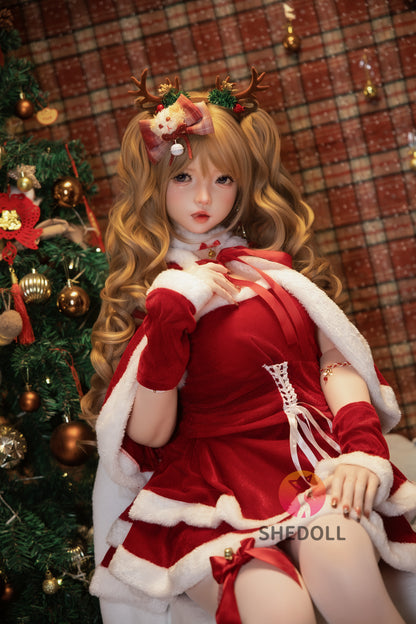 SHEDOLL 洛小乙2.0ヘッド 152cm AAカップ クリスマスメイク 鹿角っ娘 セックス 人形 ボディ材質選択可 宣材画像は軟性シリコンヘッド ROS機能付き 超擬真の肌テクスチャ選択可