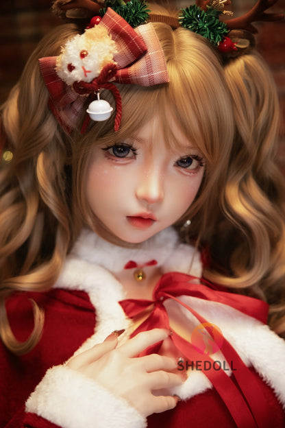 SHEDOLL 洛小乙2.0ヘッド 152cm AAカップ クリスマスメイク 鹿角っ娘 セックス 人形 ボディ材質選択可 宣材画像は軟性シリコンヘッド ROS機能付き 超擬真の肌テクスチャ選択可