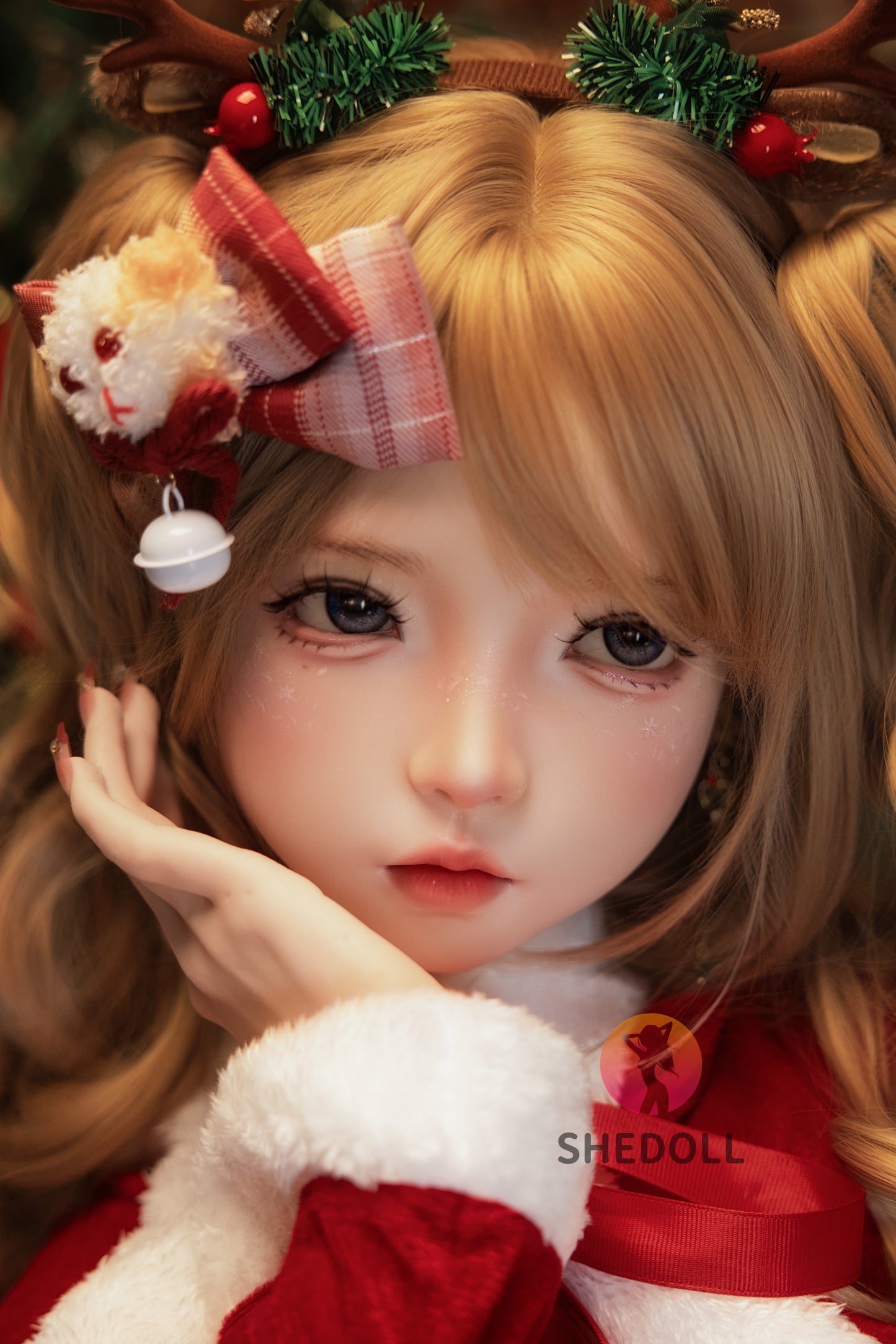 SHEDOLL 洛小乙2.0ヘッド 152cm AAカップ クリスマスメイク 鹿角っ娘 セックス 人形 ボディ材質選択可 宣材画像は軟性シリコンヘッド ROS機能付き 超擬真の肌テクスチャ選択可