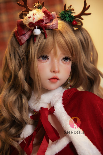SHEDOLL 洛小乙2.0ヘッド 152cm AAカップ クリスマスメイク 鹿角っ娘 セックス 人形 ボディ材質選択可 宣材画像は軟性シリコンヘッド ROS機能付き 超擬真の肌テクスチャ選択可