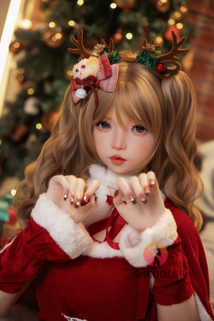 SHEDOLL 洛小乙2.0ヘッド 152cm AAカップ クリスマスメイク 鹿角っ娘 セックス 人形 ボディ材質選択可 宣材画像は軟性シリコンヘッド ROS機能付き 超擬真の肌テクスチャ選択可